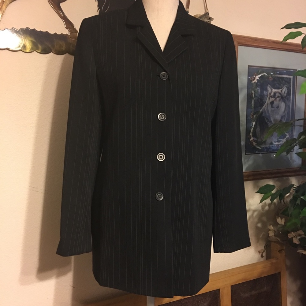 Vintage 90s Alex Garfield pin stripe career jacket